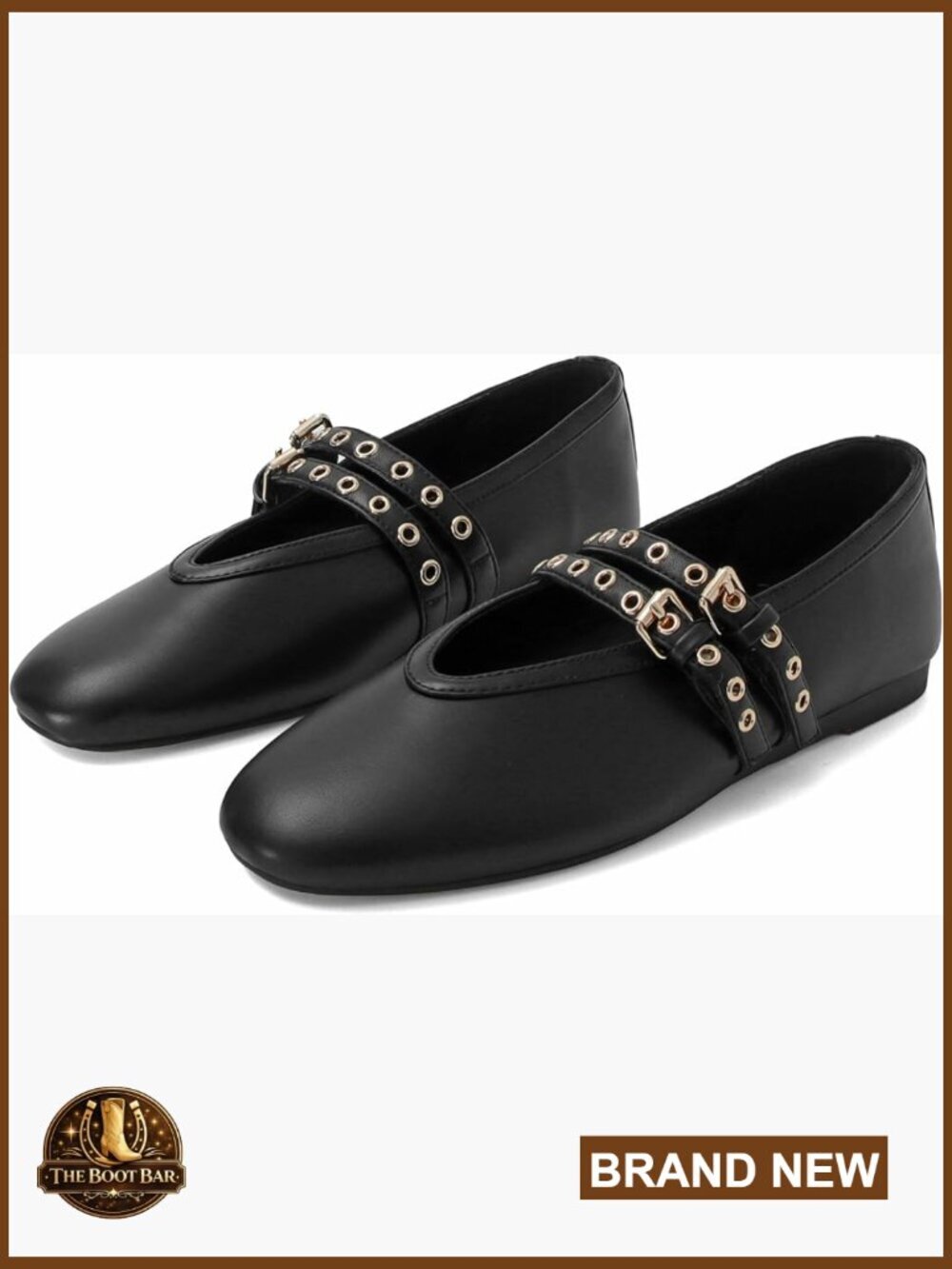 Suede Mary Jane Flats Perforated Round Toe Ballet Flats Double Buckle Strap
